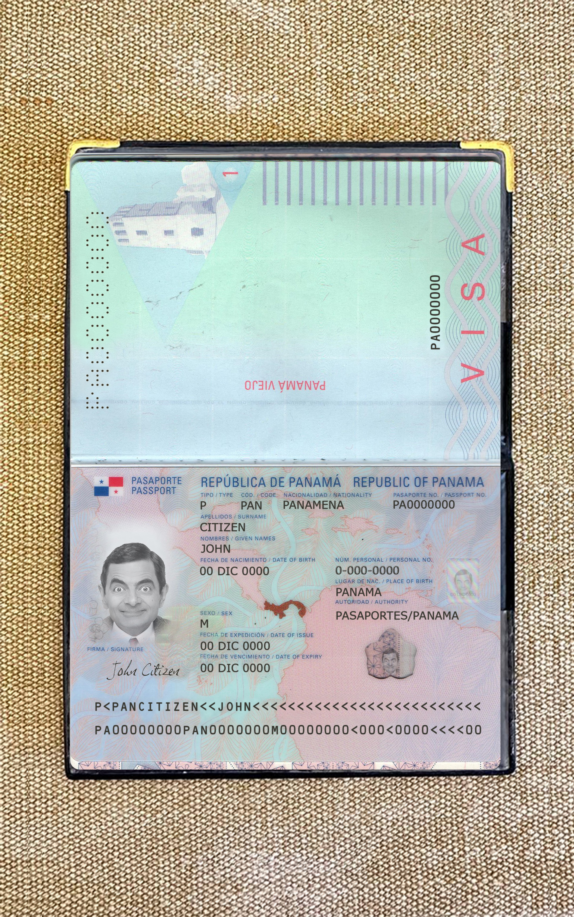 Panama passport new 2019 present photolook PSD template